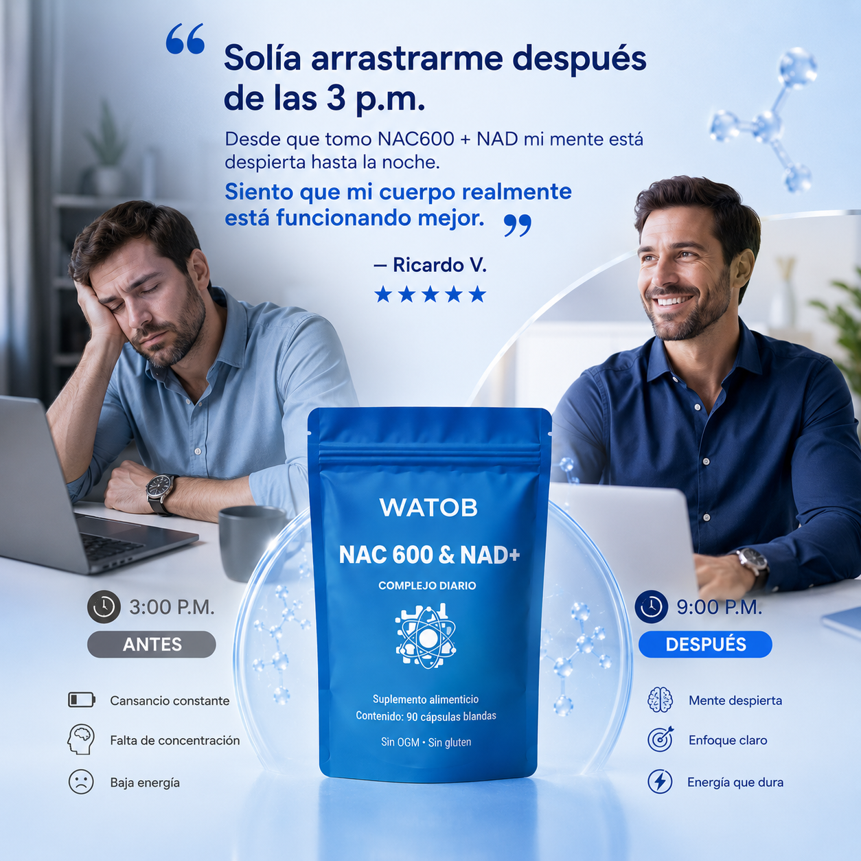 Complejo NAC600 + NAD + La defensa definitiva para tu hígado, cerebro y metabolismo.