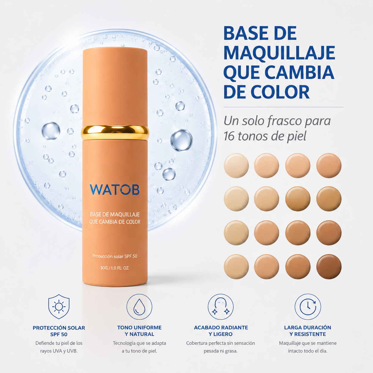 Base de Maquillaje Antiedad con SPF 50 – Se Adapta a tu Tono de Piel