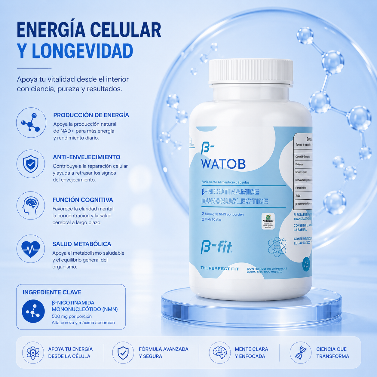 Mononucleótido de nicotinamida - Desbloquea tu potencial celular y redefine tu energía.