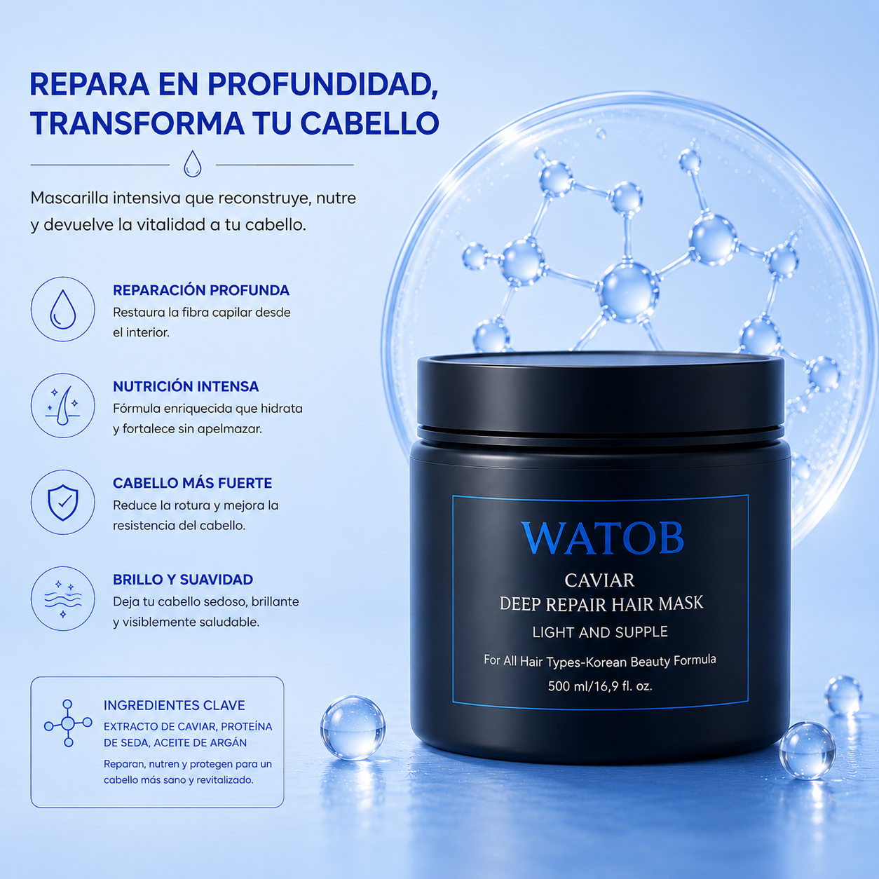 Mascarilla Coreana de Caviar - Reparación Molecular Profesional desde el primer uso
