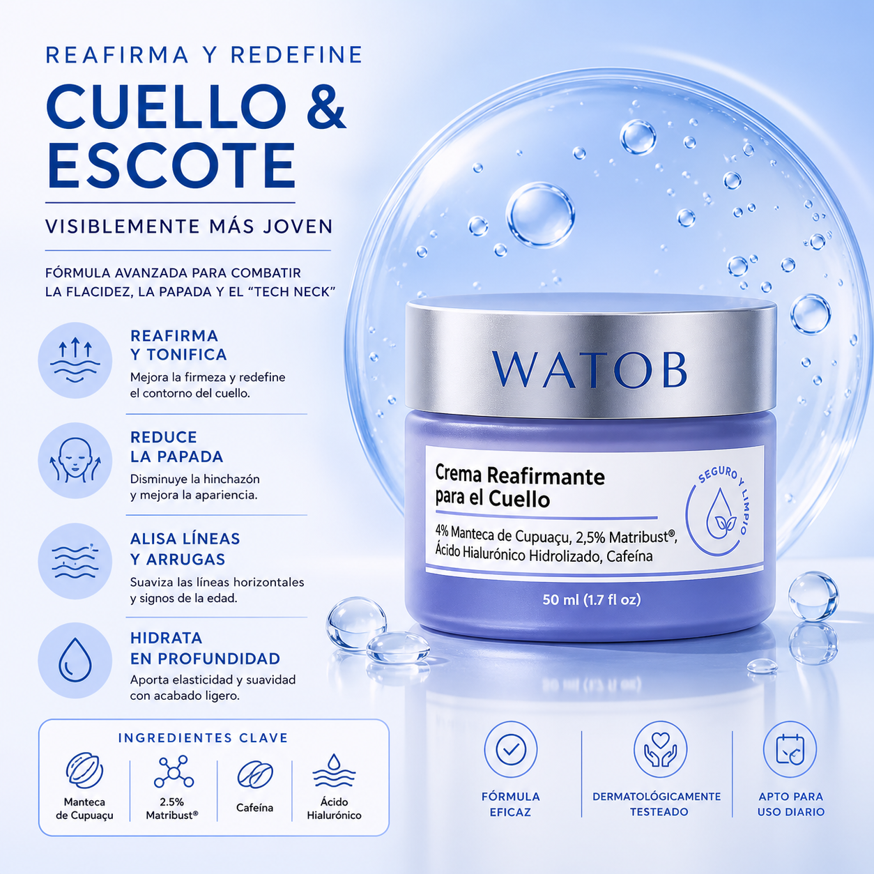 Crema reafirmante avanzada - Efecto lifting visible sin complicaciones