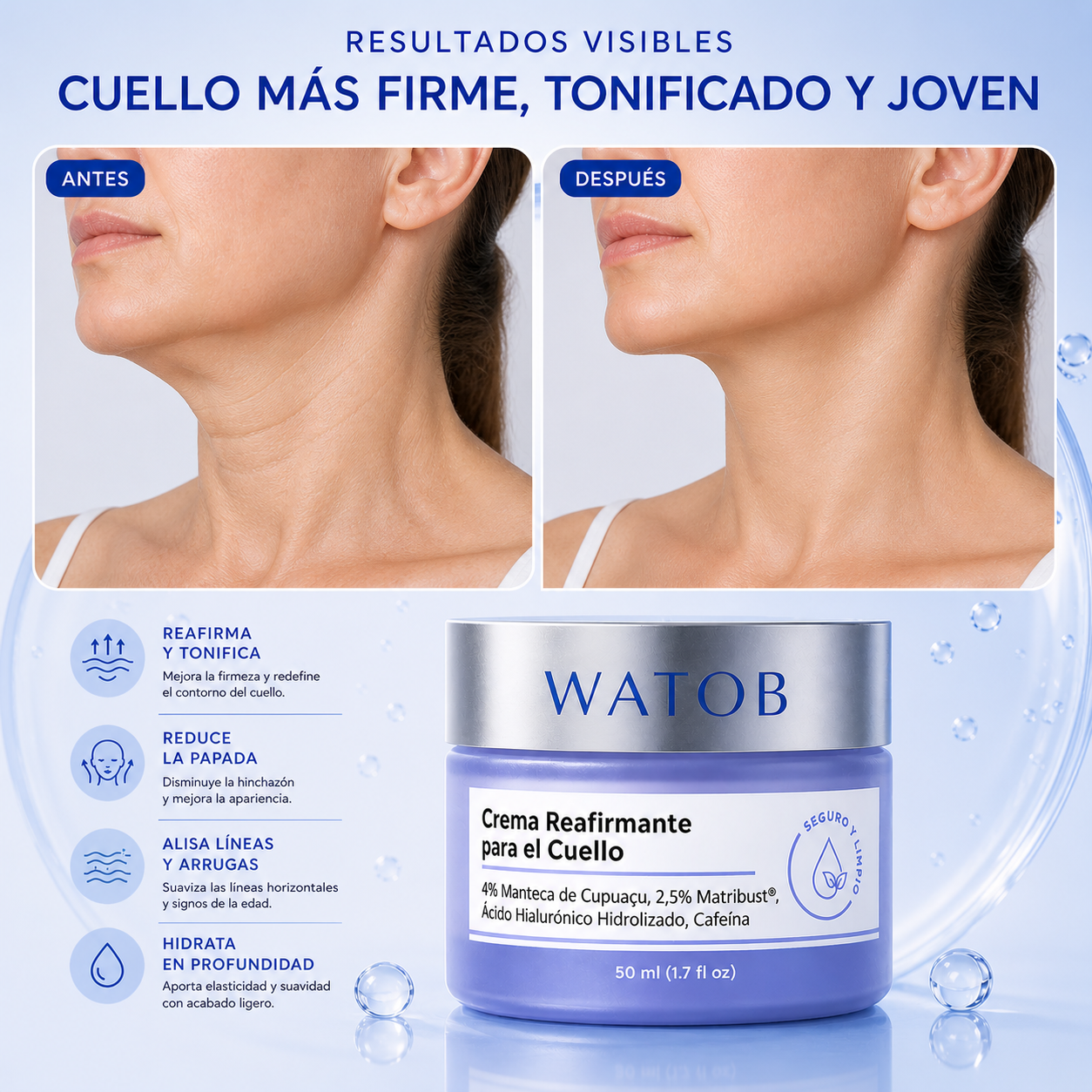 Crema reafirmante avanzada - Efecto lifting visible sin complicaciones