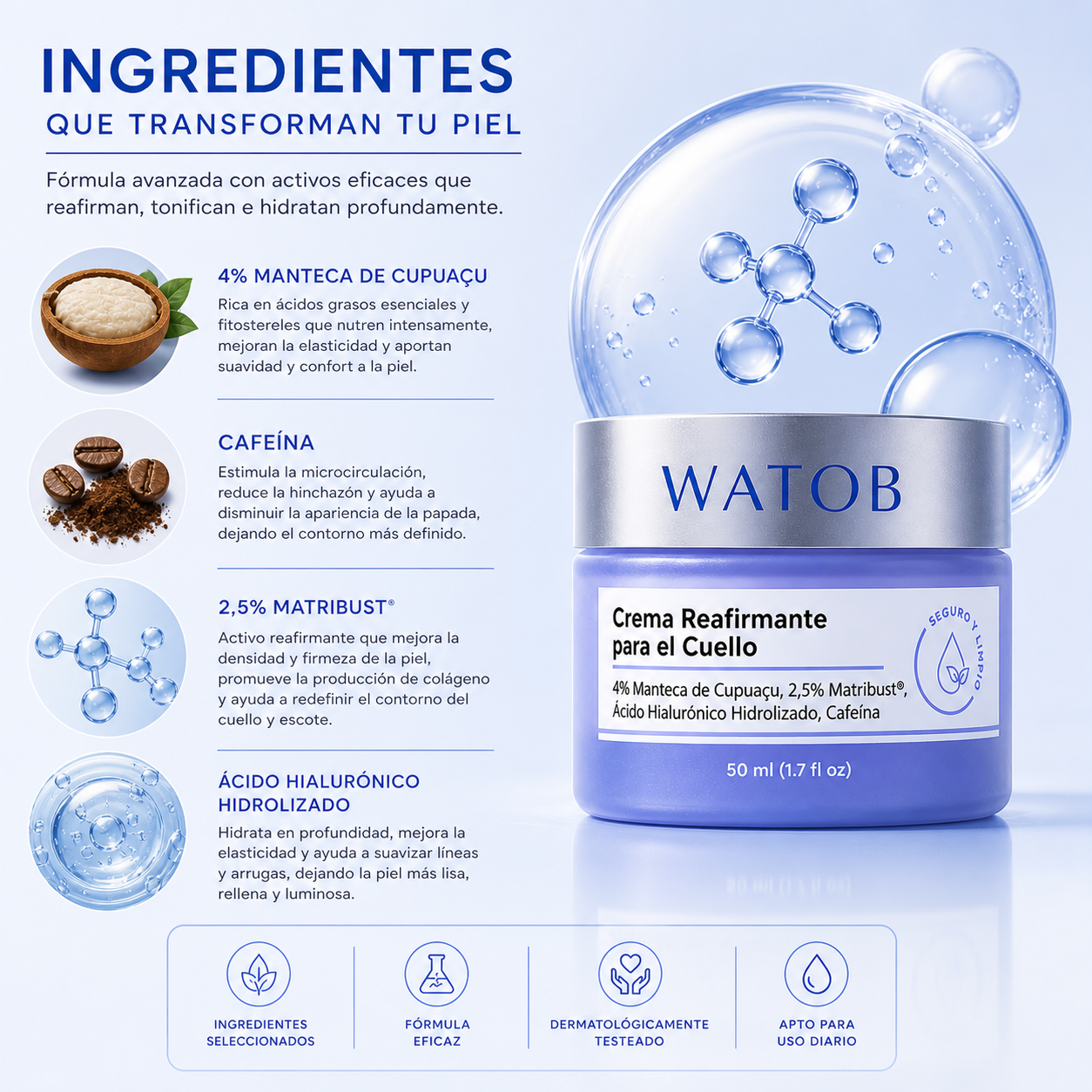 Crema reafirmante avanzada - Efecto lifting visible sin complicaciones