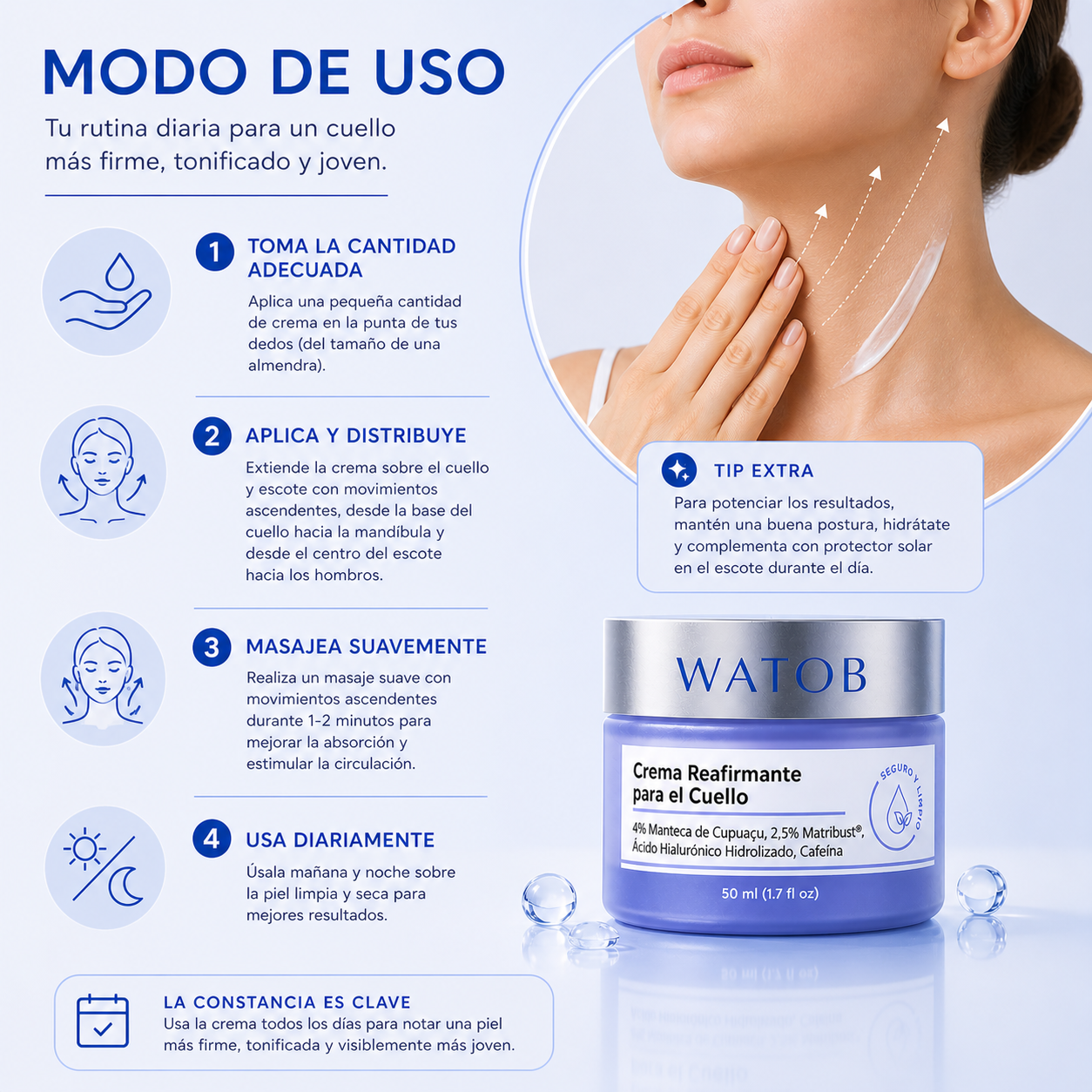Crema reafirmante avanzada - Efecto lifting visible sin complicaciones