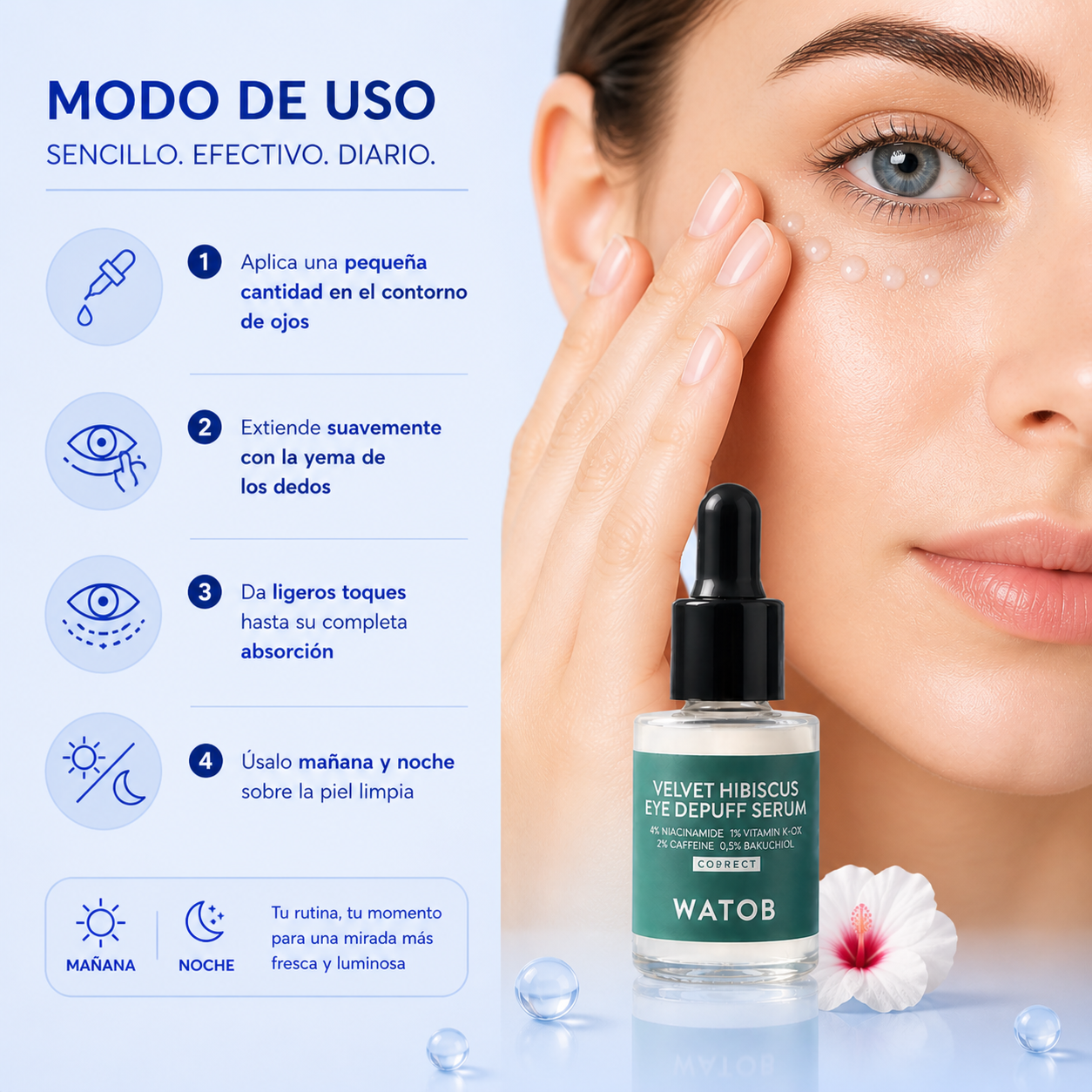 Sérum Contorno de Ojos Reafirmante & Iluminador - Reduce bolsas y desinflama